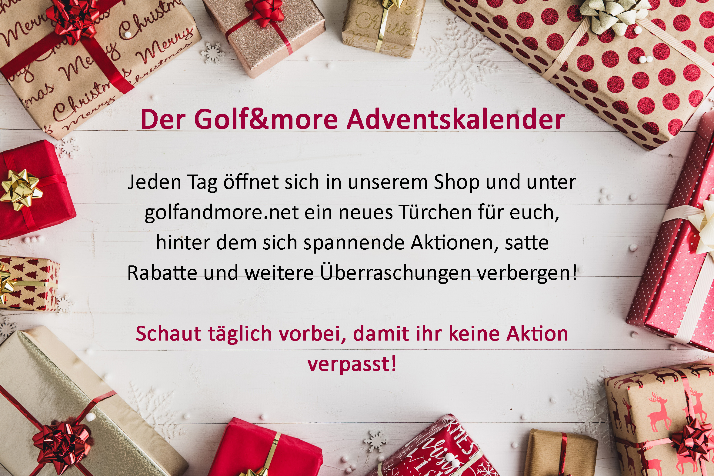 Der Golf more Adventskalender 2023 Golf More Duisburg Huckingen