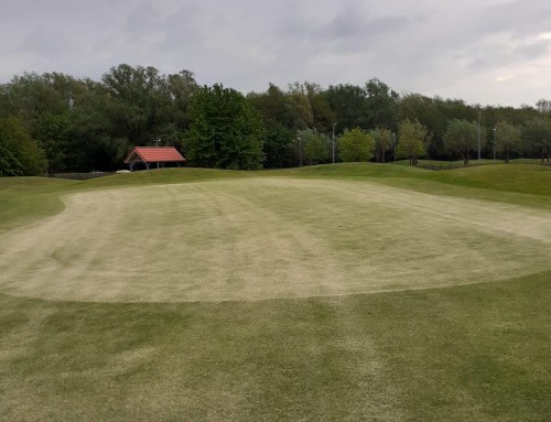 Topdressen der Grüns am Dienstag